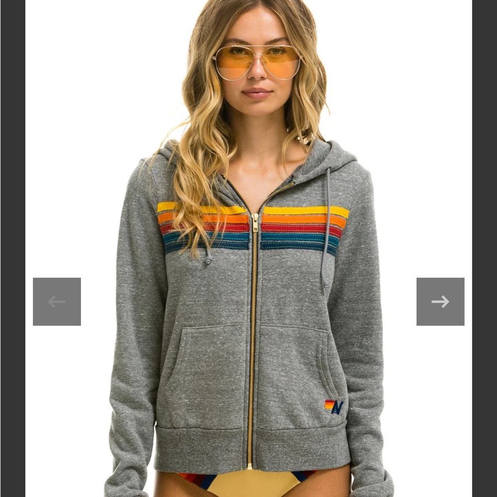 Aviator Nation 5 stripe zip up hoody size Small